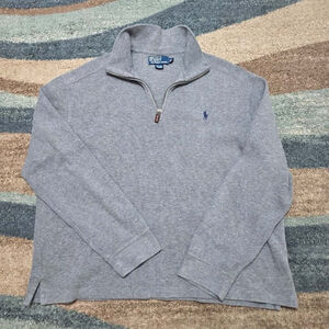 Vintage Polo Ralph Lauren OldMoney Style Gray 1/3 sweatshirt sweater Pullover XL